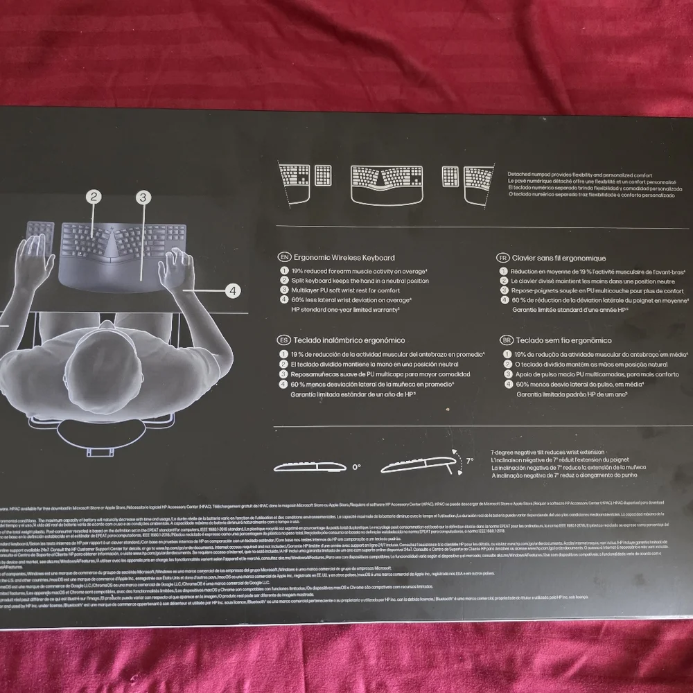 HP SEALED! NIB! 960 Ergonomic Wireless Keyboard in Black. R2S!!